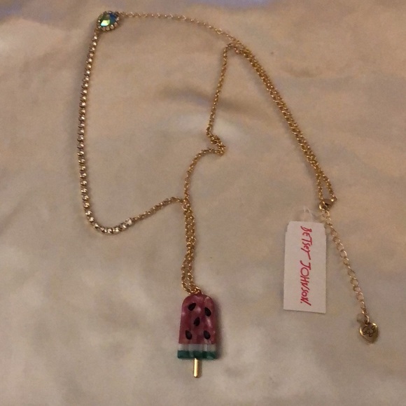 Betsey Johnson Gold Tone Watermelon Popsicle Pendant Necklace Cup Chain NWT - Picture 15 of 16